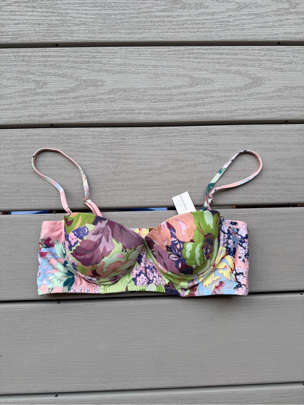NWT Anthropologie Allihop Floral Longline Bikini Top Size Medium